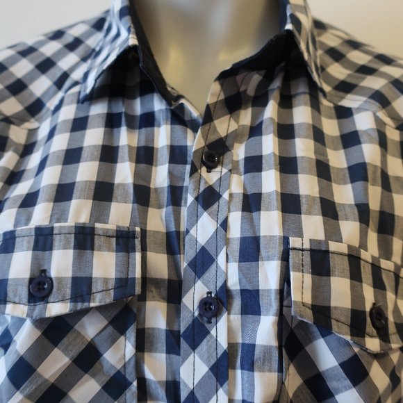 DOUBLJU BLUE/WHITE/GRAY PLAID SHIRT XL* - Picture 2 of 8